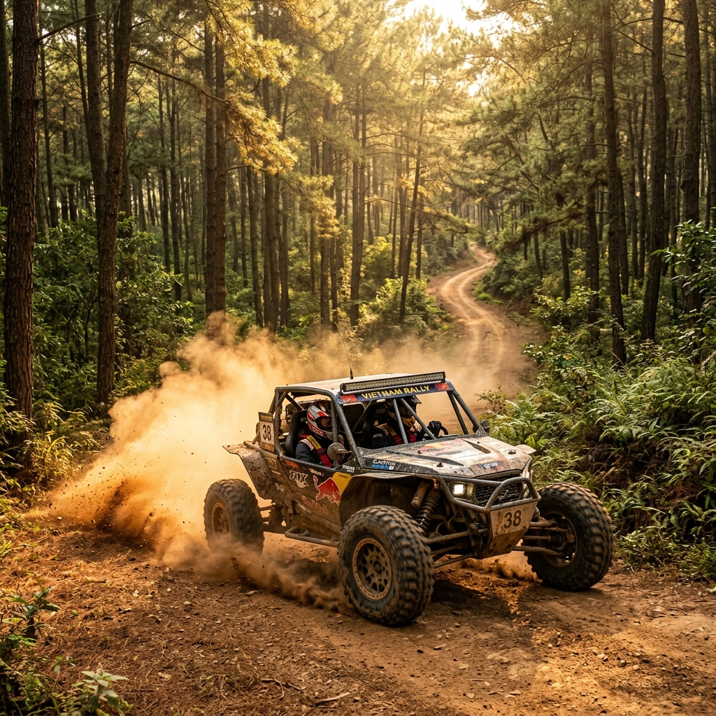 ATV racing in forest